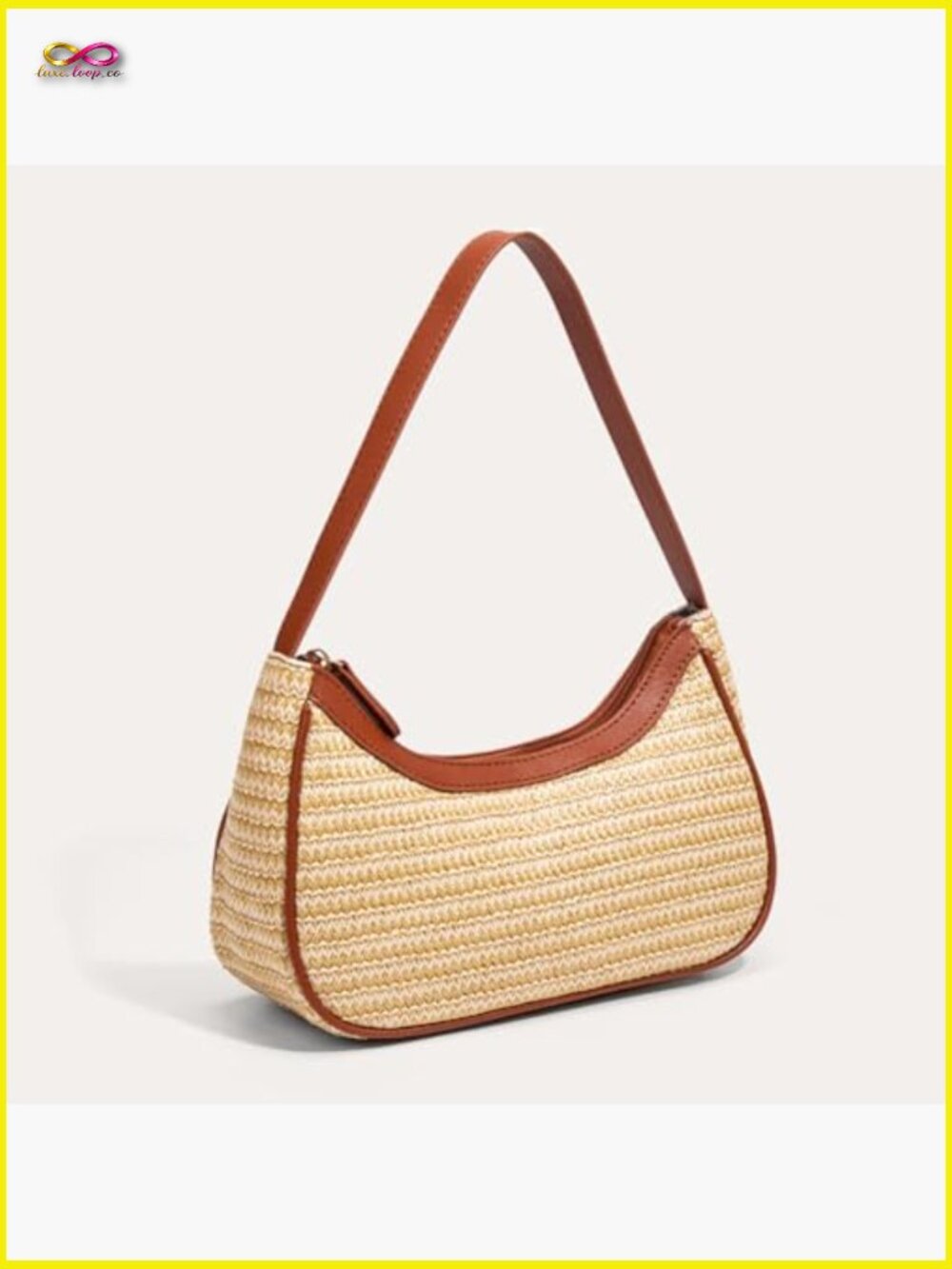 Woven Straw Underarm Bag Lightweight Minimalist Hobo Crossbody Phone Wallet - Picture 6 of 7